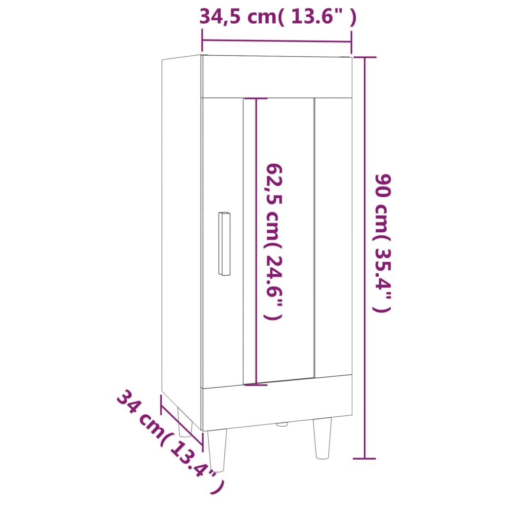 vidaXL Ντουλάπι Καπνιστή Δρυς 34,5 x 34 x 90 εκ. Επεξεργασμένο Ξύλο