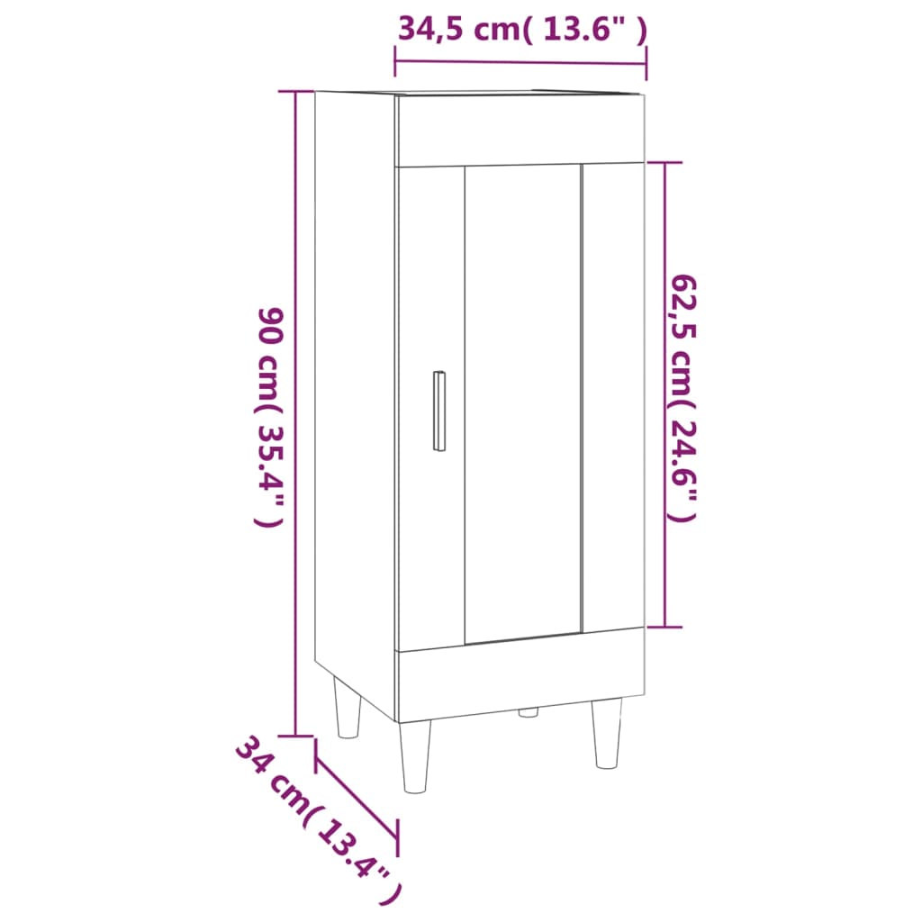 vidaXL Ντουλάπι Γκρι Sonoma 34,5x34x90 εκ. από Επεξεργασμένο Ξύλο