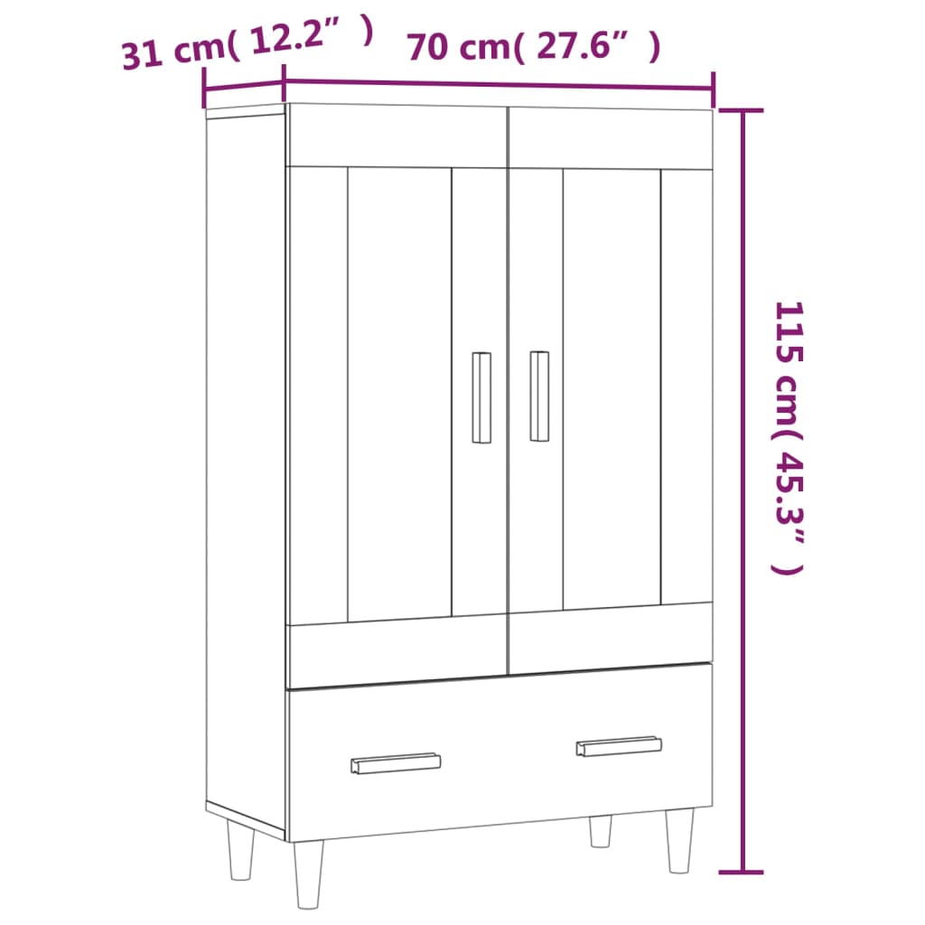 vidaXL Ντουλάπα Καπνιστή δρυς 70 x 31 x 115 εκ. από Επεξεργασμένο Ξύλο