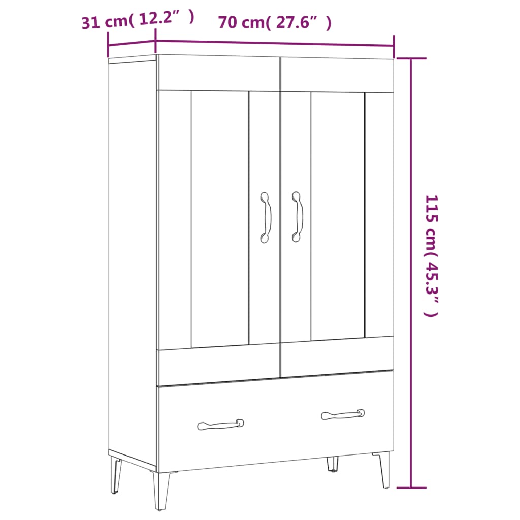 vidaXL Ντουλάπα Γκρι Sonoma 70 x 31 x 115 εκ. από Επεξεργασμένο Ξύλο