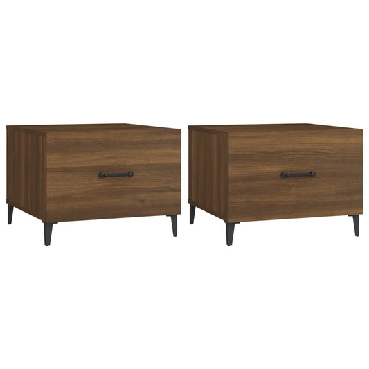 vidaXL Τραπέζια Σαλονιού με Μετ. Πόδια 2τεμ. Καφέ δρυς 50x50x40εκ.