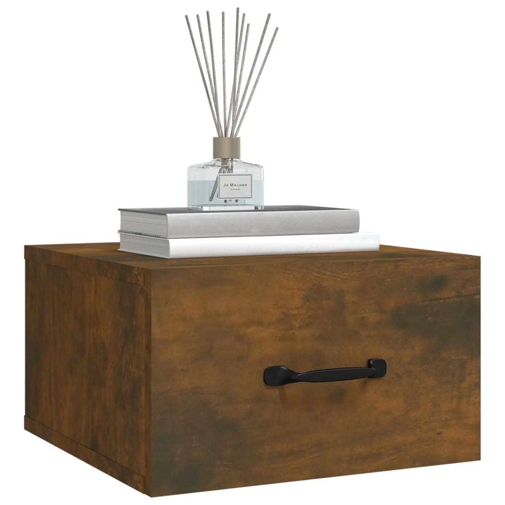 vidaXL Κομοδίνα Επιτοίχια 2 τεμ. Καπνιστή Δρυς 35 x 35 x 20 εκ.