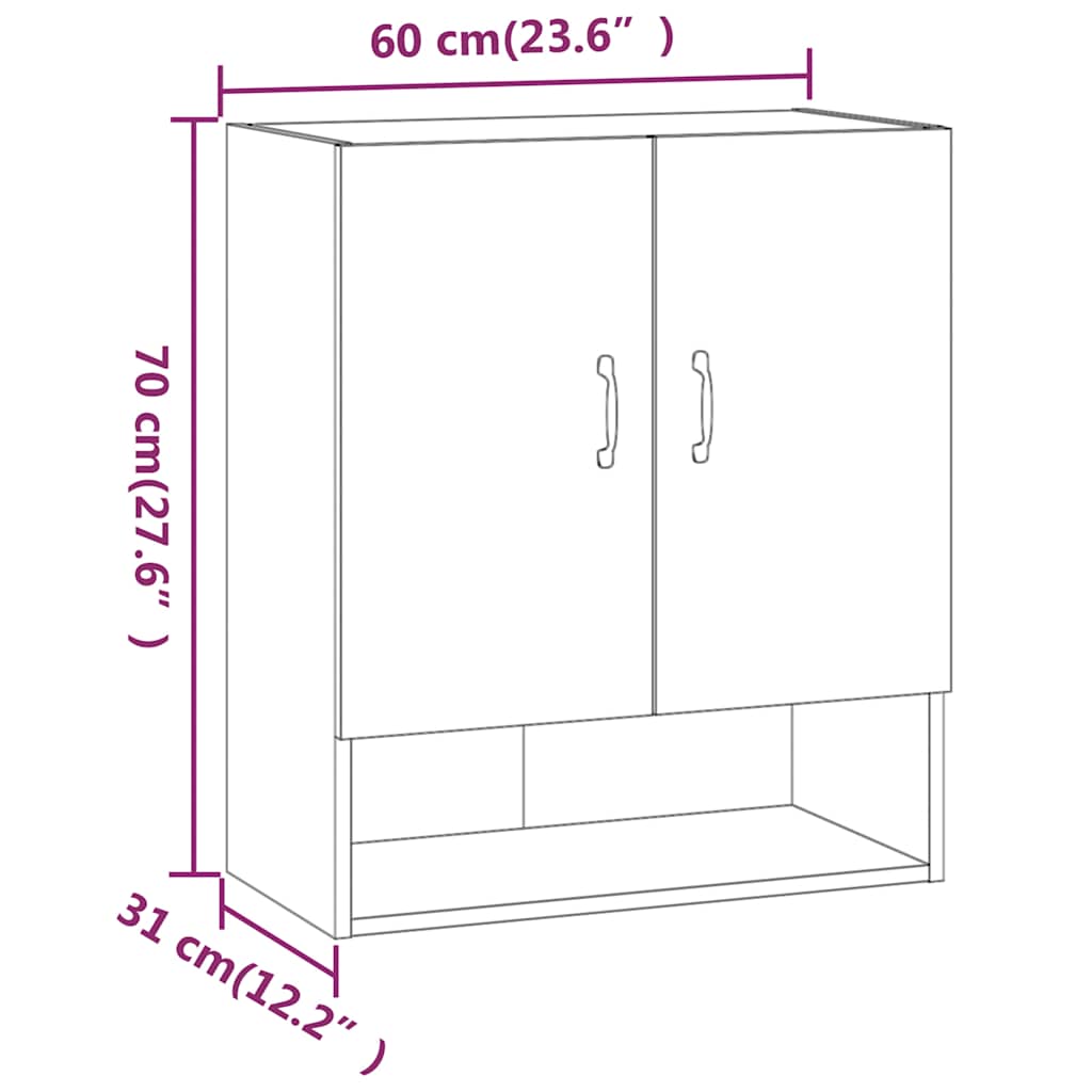 vidaXL Ντουλάπι Τοίχου Καπνιστή Δρυς 60x31x70 εκ. Επεξεργασμένο Ξύλο