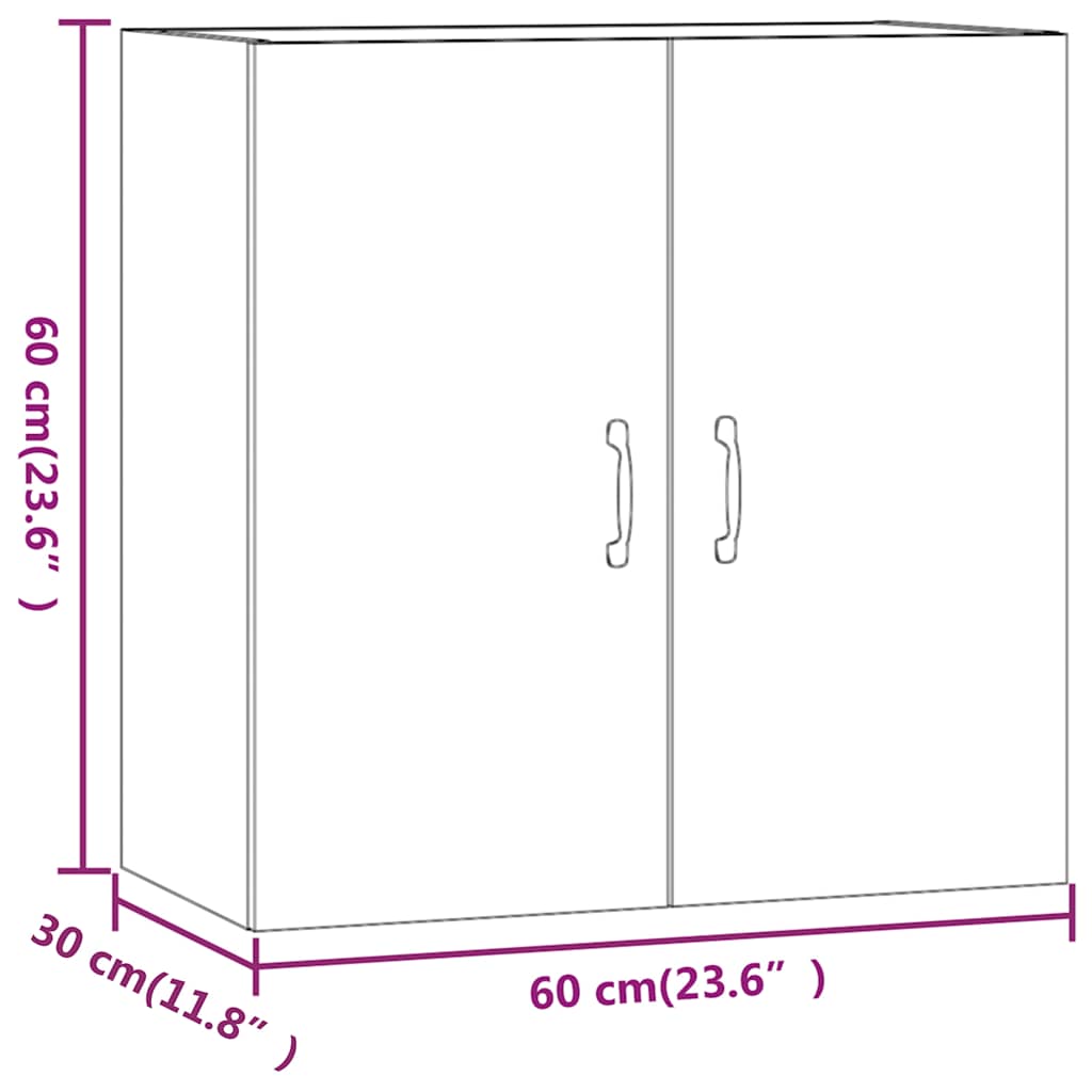 vidaXL Ντουλάπι Τοίχου Γκρι Sonoma 60x31x60εκ. Επεξεργασμένο Ξύλο