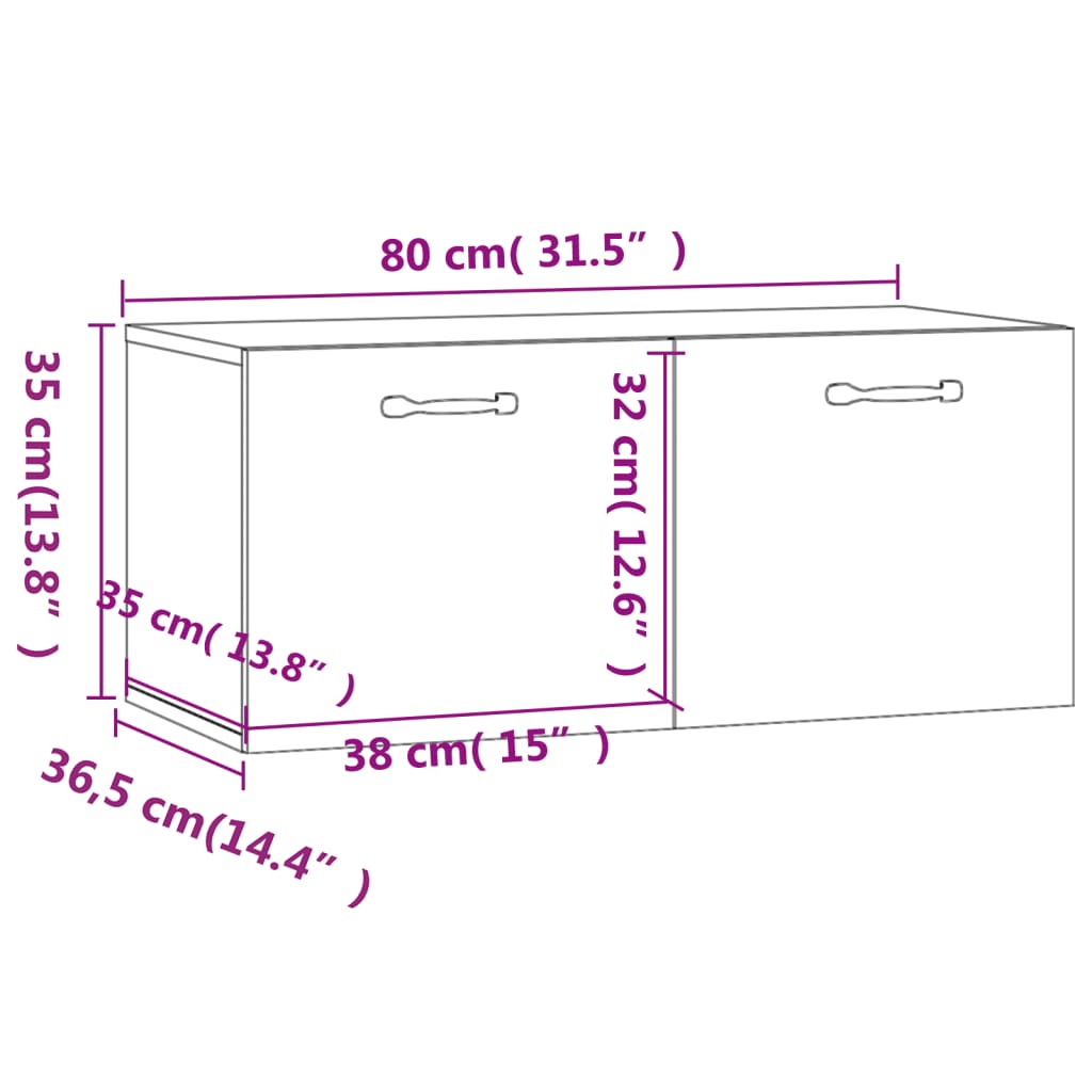 vidaXL Ντουλάπι Τοίχου Καπνιστή Δρυς 80x35x36,5 εκ. Επεξεργασμένο Ξύλο