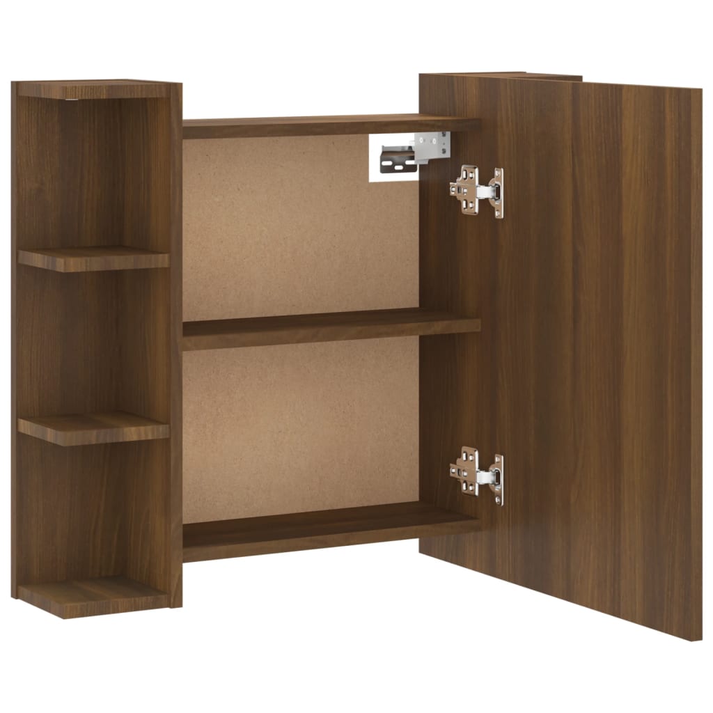 vidaXL Έπιπλο Καθρέπτη με LED Καφέ Δρυς 70 x 16,5 x 60 εκ.