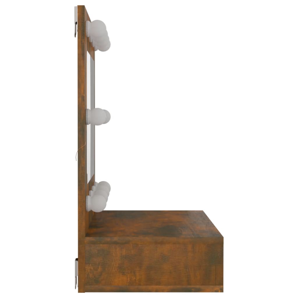 vidaXL Έπιπλο Καθρέπτη με LED Καπνιστή Δρυς 60x31,5x62 εκ.