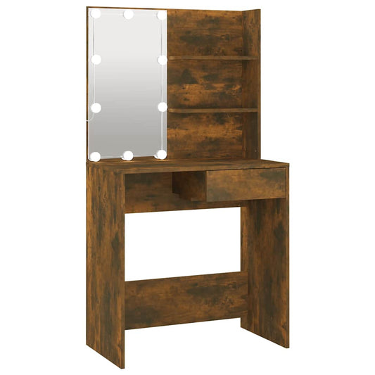 vidaXL Μπουντουάρ με LED Καπνιστή Δρυς 74,5 x 40 x 141 εκ.