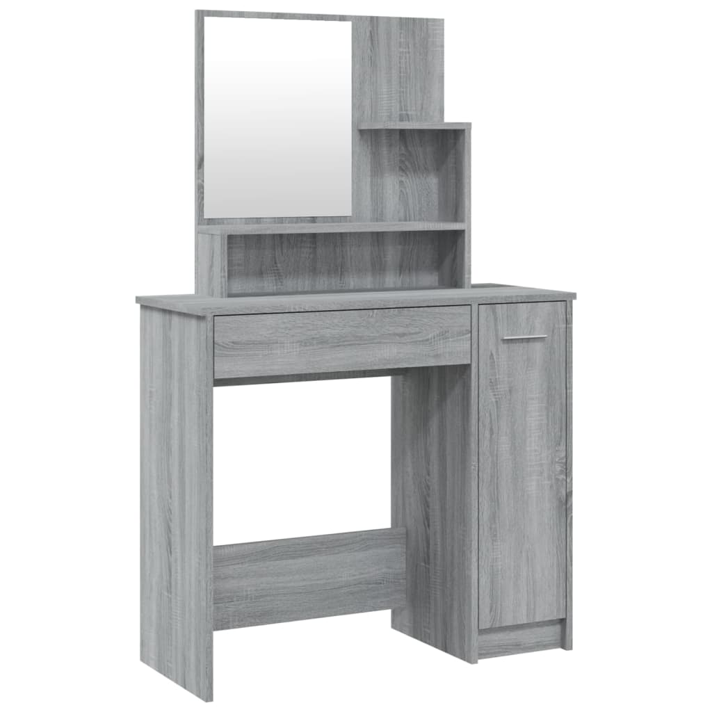 vidaXL Μπουντουάρ με Καθρέφτη Γκρι Sonoma 86,5x35x136 εκ.