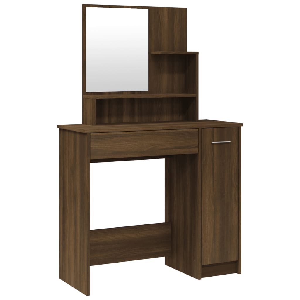 vidaXL Μπουντουάρ με Καθρέφτη Καφέ Δρυς 86,5x35x136 εκ.