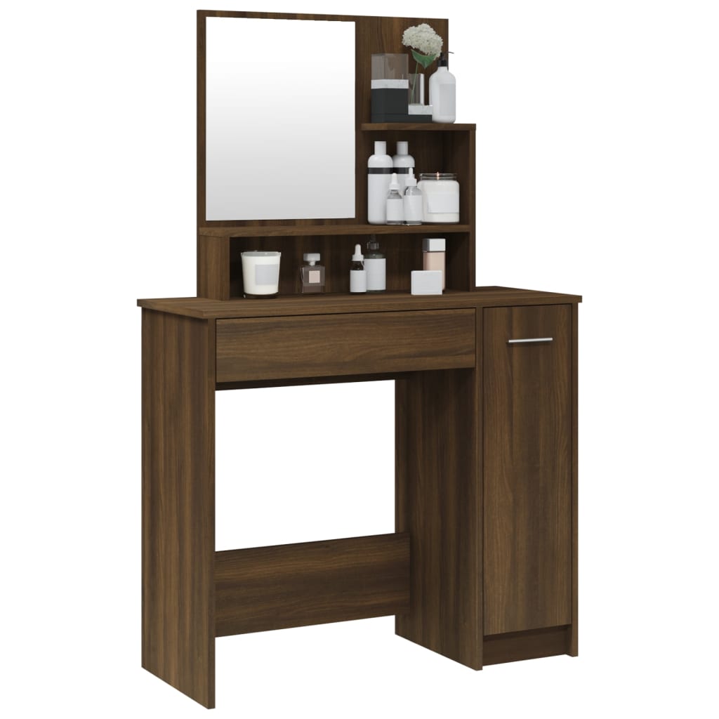 vidaXL Μπουντουάρ με Καθρέφτη Καφέ Δρυς 86,5x35x136 εκ.