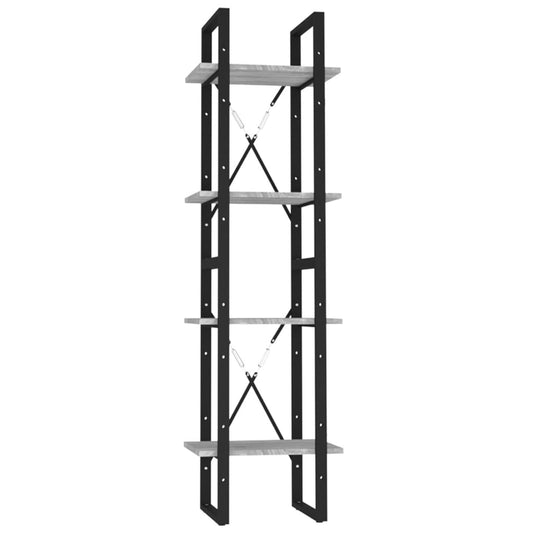 vidaXL Βιβλιοθήκη με 4 Ράφια Γκρι Sonoma 40x30x140 εκ. Επεξεργ. Ξύλο