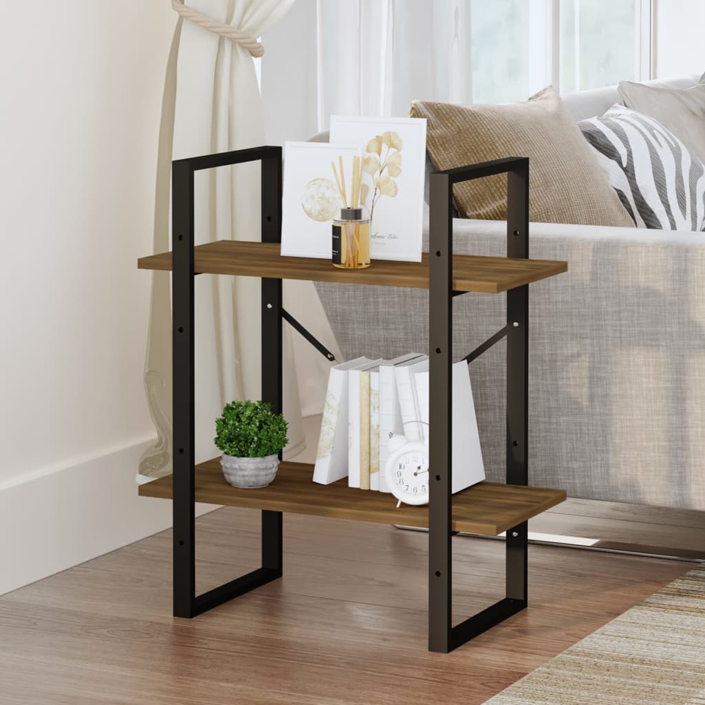 vidaXL Βιβλιοθήκη με 2 Ράφια Καφέ Δρυς 60x30x70 εκ. Επεξεργ. Ξύλο