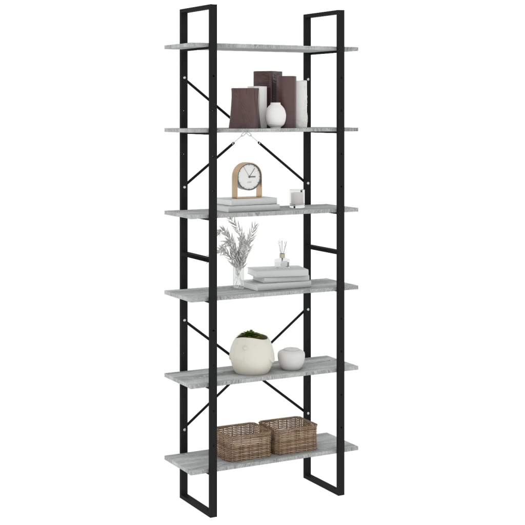 vidaXL Ραφιέρα Γκρι Sonoma 80x30x210 εκ. από Επεξεργασμένο Ξύλο