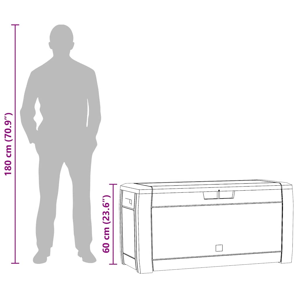vidaXL Μπαούλο Αποθήκευσης Κήπου Καφέ 119x48x60 εκ. από Πολυπροπυλένιο