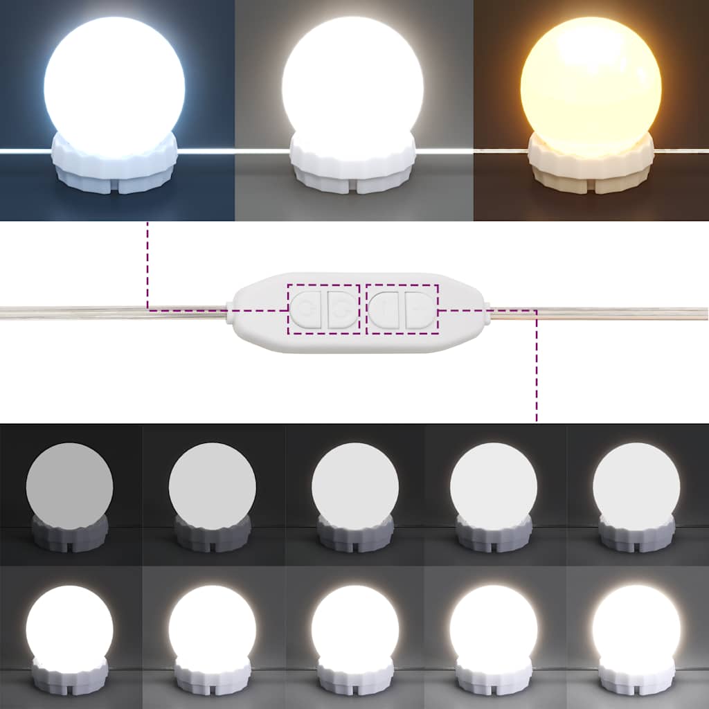 vidaXL Μπουντουάρ Σετ με LED Λευκό από Μασίφ Ξύλο Πεύκου