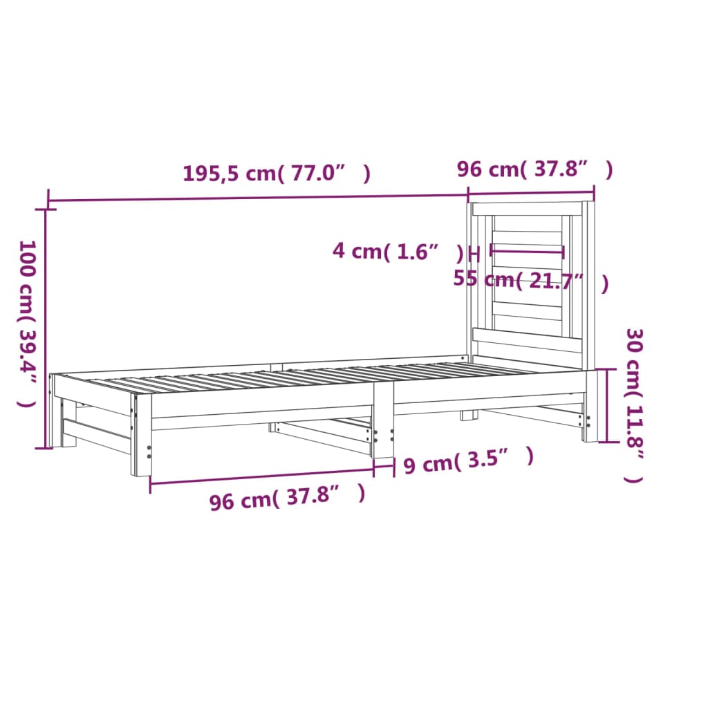 vidaXL Καναπές Κρεβάτι Συρόμενος 2x(90x190) εκ. Μασίφ Ξύλο Πεύκου
