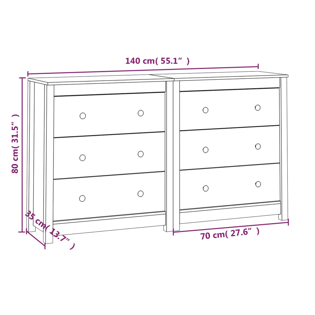 vidaXL Ντουλάπι 140x35x80 εκ. από Μασίφ Ξύλο Πεύκου