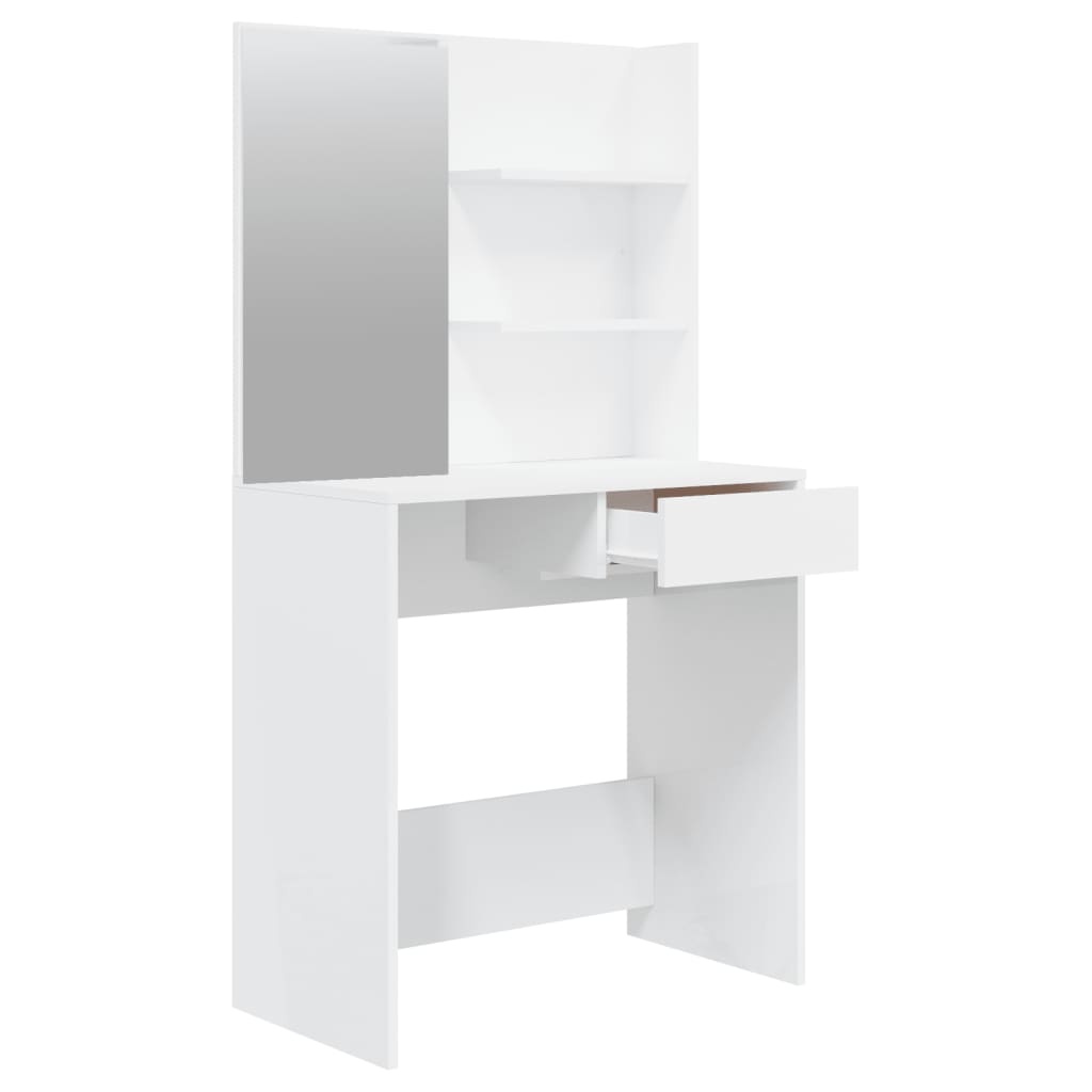 vidaXL Μπουντουάρ Σετ Γυαλιστερό Λευκό 74,5x40x141 εκ.