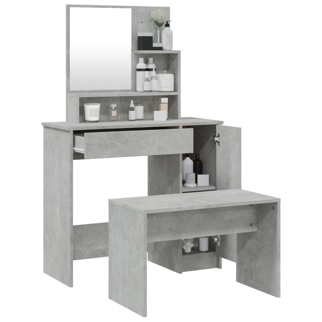 vidaXL Μπουντουάρ Σετ Γκρι Σκυροδέματος 86,5x35x136 εκ.