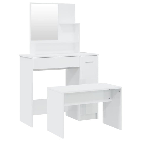 vidaXL Μπουντουάρ Σετ Γυαλιστερό Λευκό 86,5x35x136 εκ.