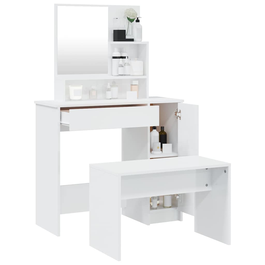 vidaXL Μπουντουάρ Σετ Γυαλιστερό Λευκό 86,5x35x136 εκ.