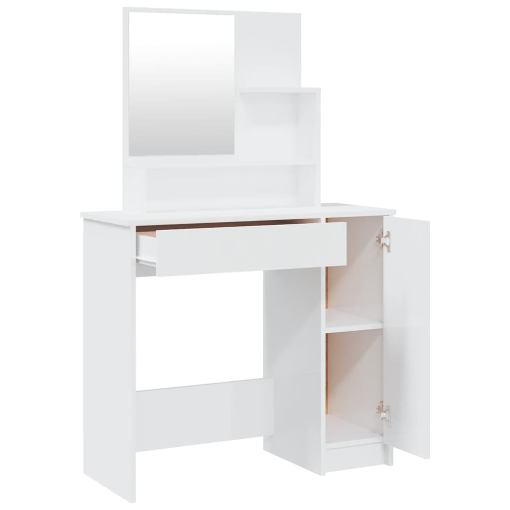 vidaXL Μπουντουάρ Σετ Γυαλιστερό Λευκό 86,5x35x136 εκ.
