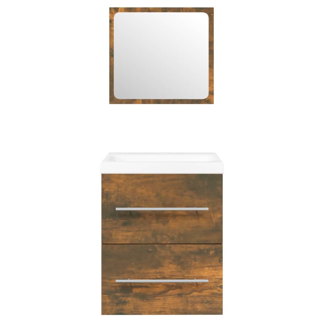 vidaXL Ντουλάπι Μπάνιου με Νιπτήρα Καπνιστή Δρυς Επεξεργασμένο Ξύλο