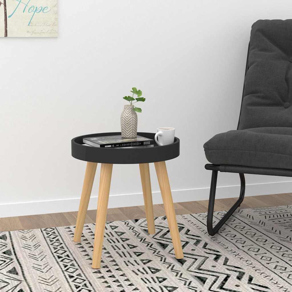 vidaXL Βοηθητικό Τραπέζι Μαύρο 38x38x40 εκ. Επεξ. Ξύλο & Μασίφ Πεύκο
