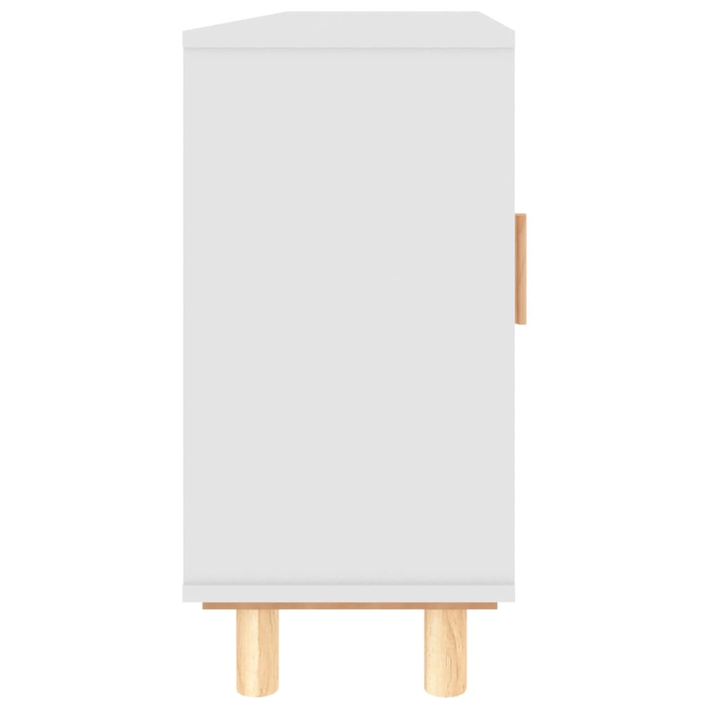 vidaXL Μπουφές Λευκός 105 x 30 x 60 εκ. Μασίφ Πεύκο & Φυσικό Ρατάν