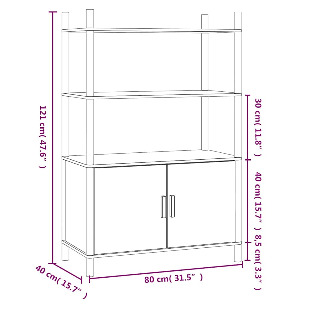 vidaXL Ντουλάπι Μαύρο 80 x 40 x 121 εκ. από Επεξεργασμένο Ξύλο