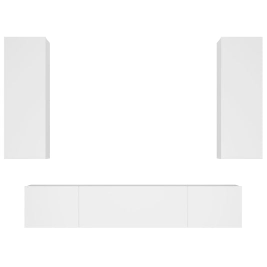 vidaXL Σετ Επίπλου Τηλεόρασης 4 Τεμαχίων Λευκό από Επεξεργασμένο Ξύλο