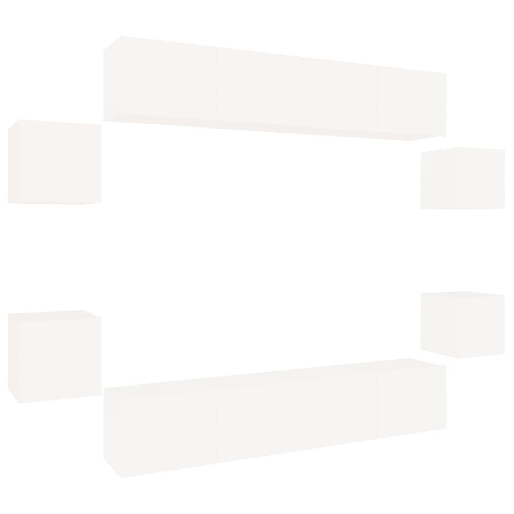 vidaXL Σετ Επίπλου Τηλεόρασης 8 Τεμαχίων Λευκό από Επεξεργασμένο Ξύλο