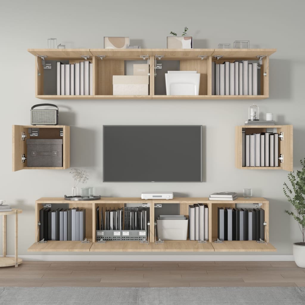 vidaXL Σετ Επίπλων Τηλεόρασης 6 Τεμαχίων Sonoma Δρυς Επεξ. Ξύλο
