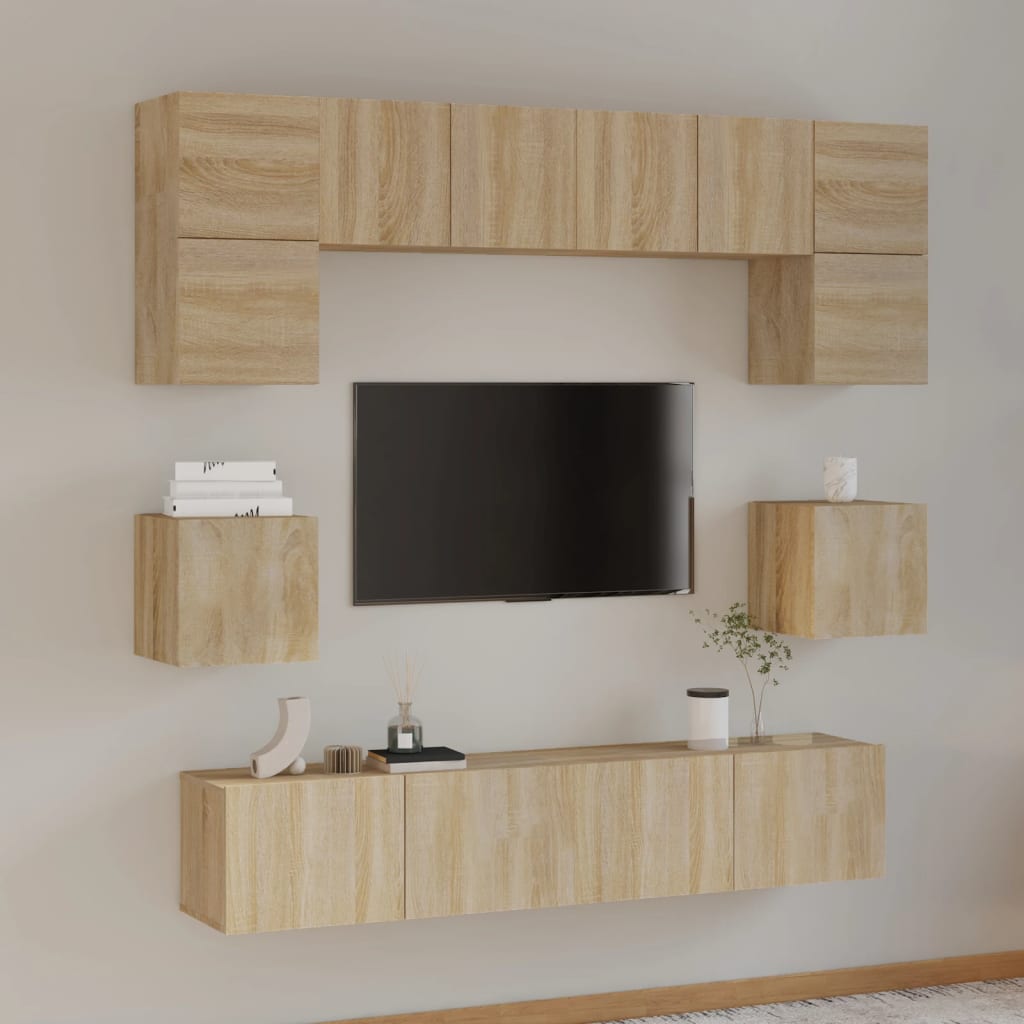vidaXL Σετ Επίπλων Τηλεόρασης 8 Τεμαχίων Sonoma Δρυς Επεξ. Ξύλο
