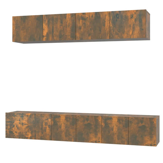 vidaXL Σετ Επίπλων Τηλεόρασης 5 Τεμαχίων Καπνιστή δρυς Επεξ. Ξύλο