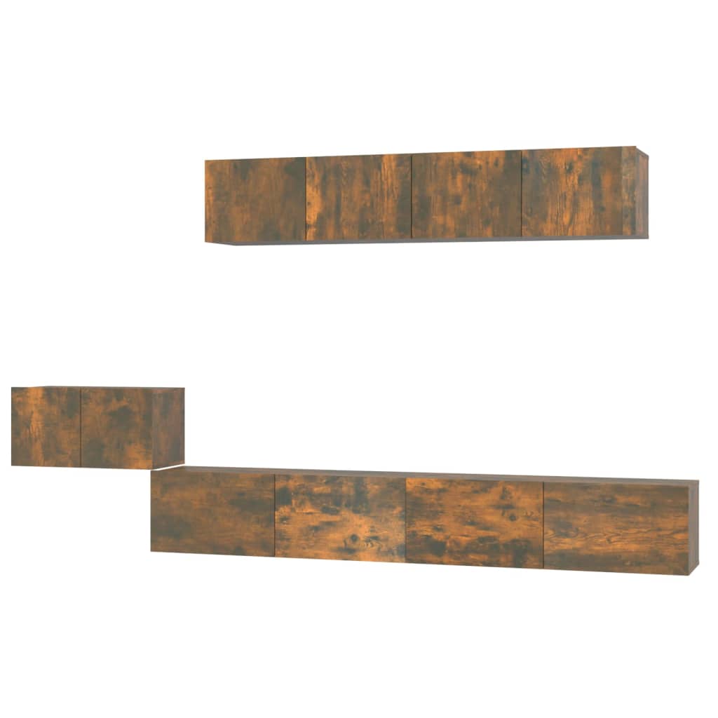 vidaXL Σετ Επίπλων Τηλεόρασης 5 Τεμαχίων Καπνιστή δρυς Επεξ. Ξύλο