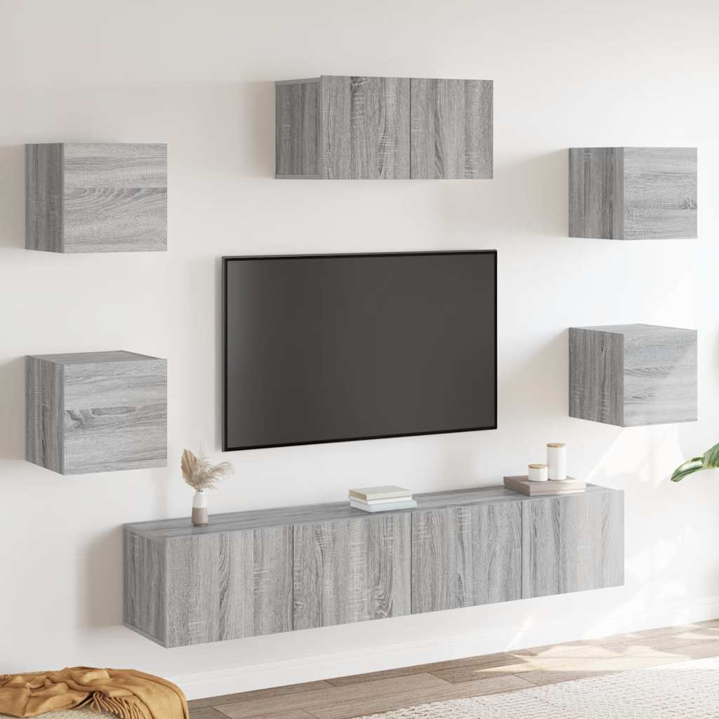 vidaXL Σετ Επίπλων Τηλεόρασης 7 Τεμ. Γκρι Sonoma Επεξεργασμένο Ξύλο