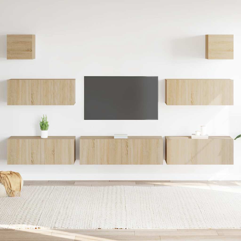 vidaXL Σετ Επίπλων Τηλεόρασης 7 Τεμαχίων Sonoma Δρυς Επεξ. Ξύλο