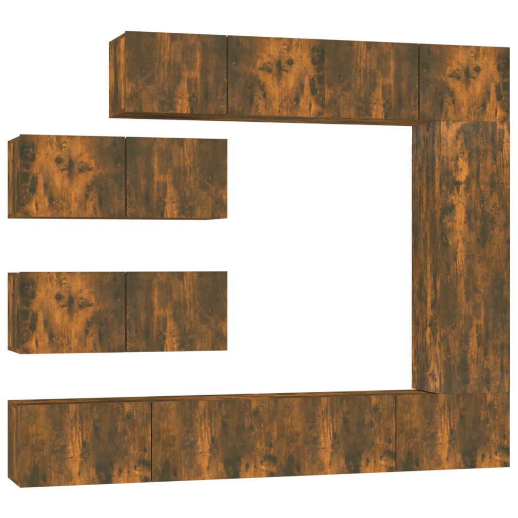 vidaXL Σετ Επίπλων Τηλεόρασης 7 Τεμαχίων Καπνιστή δρυς Επεξ. Ξύλο