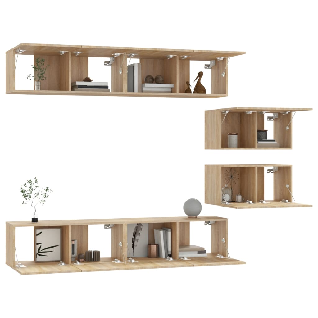 vidaXL Σετ Επίπλων Τηλεόρασης 6 Τεμαχίων Sonoma Δρυς Επεξ. Ξύλο