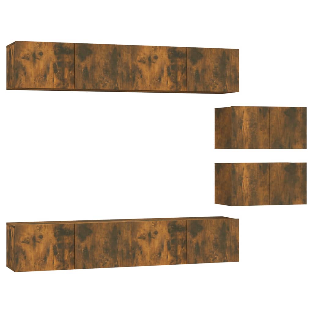 vidaXL Σετ Επίπλων Τηλεόρασης 6 Τεμαχίων Καπνιστή δρυς Επεξ. Ξύλο