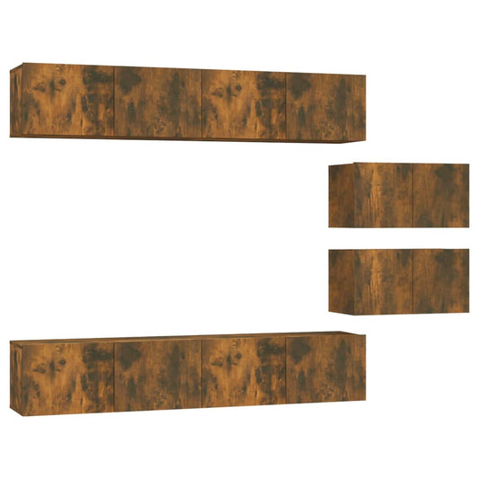 vidaXL Σετ Επίπλων Τηλεόρασης 6 Τεμαχίων Καπνιστή δρυς Επεξ. Ξύλο