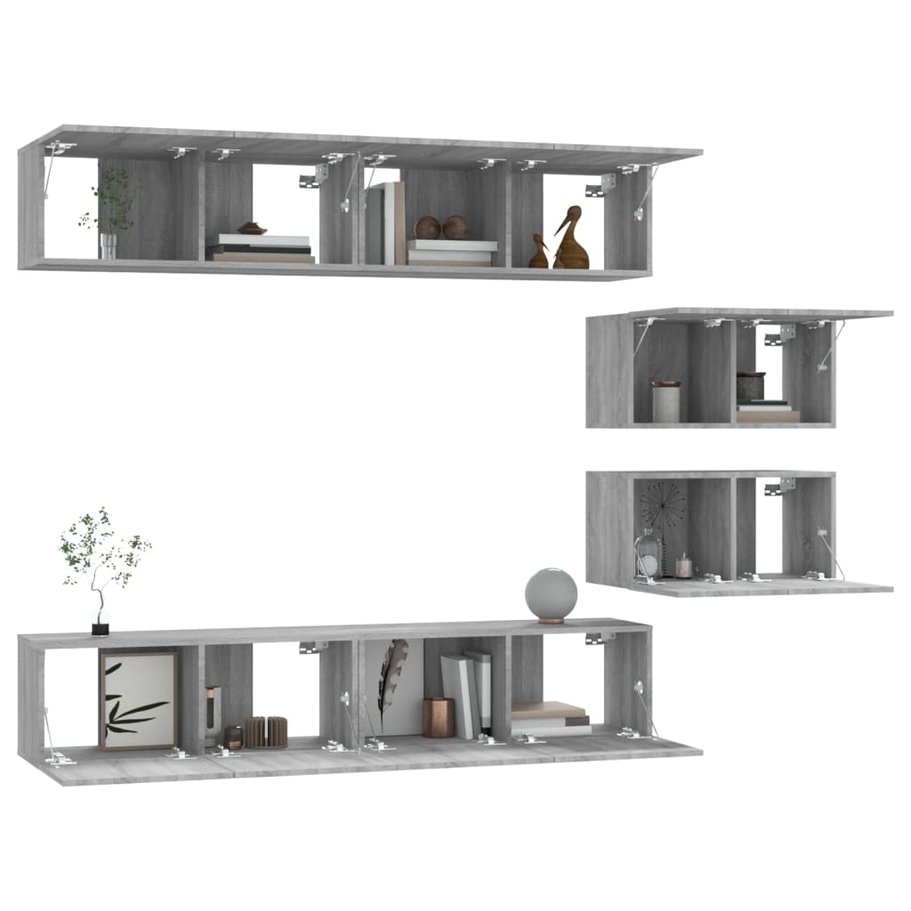vidaXL Σετ Επίπλων Τηλεόρασης 6 Τεμ. Γκρι Sonoma Επεξεργασμένο Ξύλο
