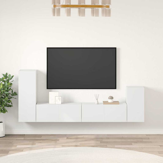 vidaXL Σετ Επίπλου Τηλεόρασης 4 Τεμαχίων Λευκό από Επεξεργασμένο Ξύλο