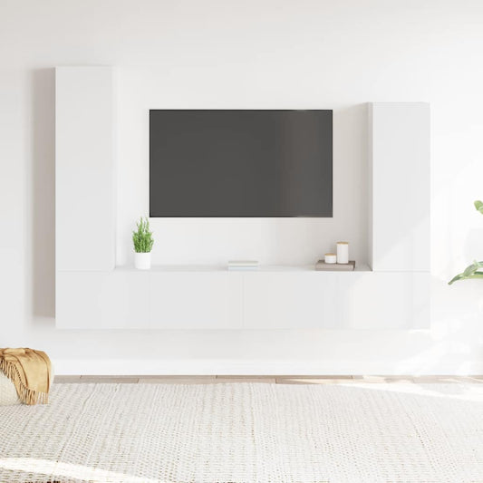 vidaXL Σετ Επίπλου Τηλεόρασης 4 Τεμαχίων Λευκό από Επεξεργασμένο Ξύλο
