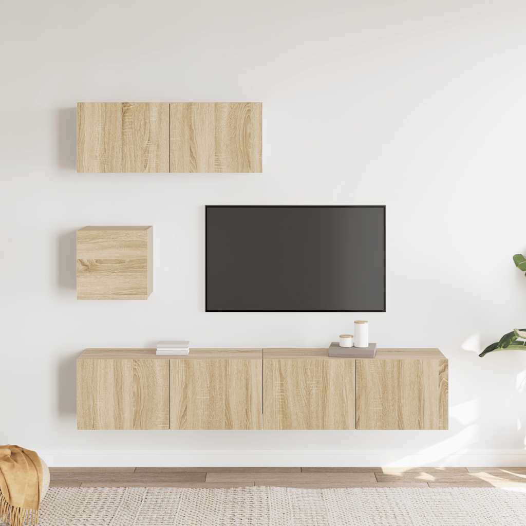 vidaXL Σετ Επίπλων Τηλεόρασης 4 Τεμαχίων Sonoma Δρυς Επεξ. Ξύλο