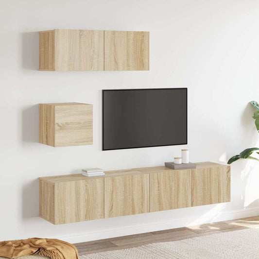 vidaXL Σετ Επίπλων Τηλεόρασης 4 Τεμαχίων Sonoma Δρυς Επεξ. Ξύλο
