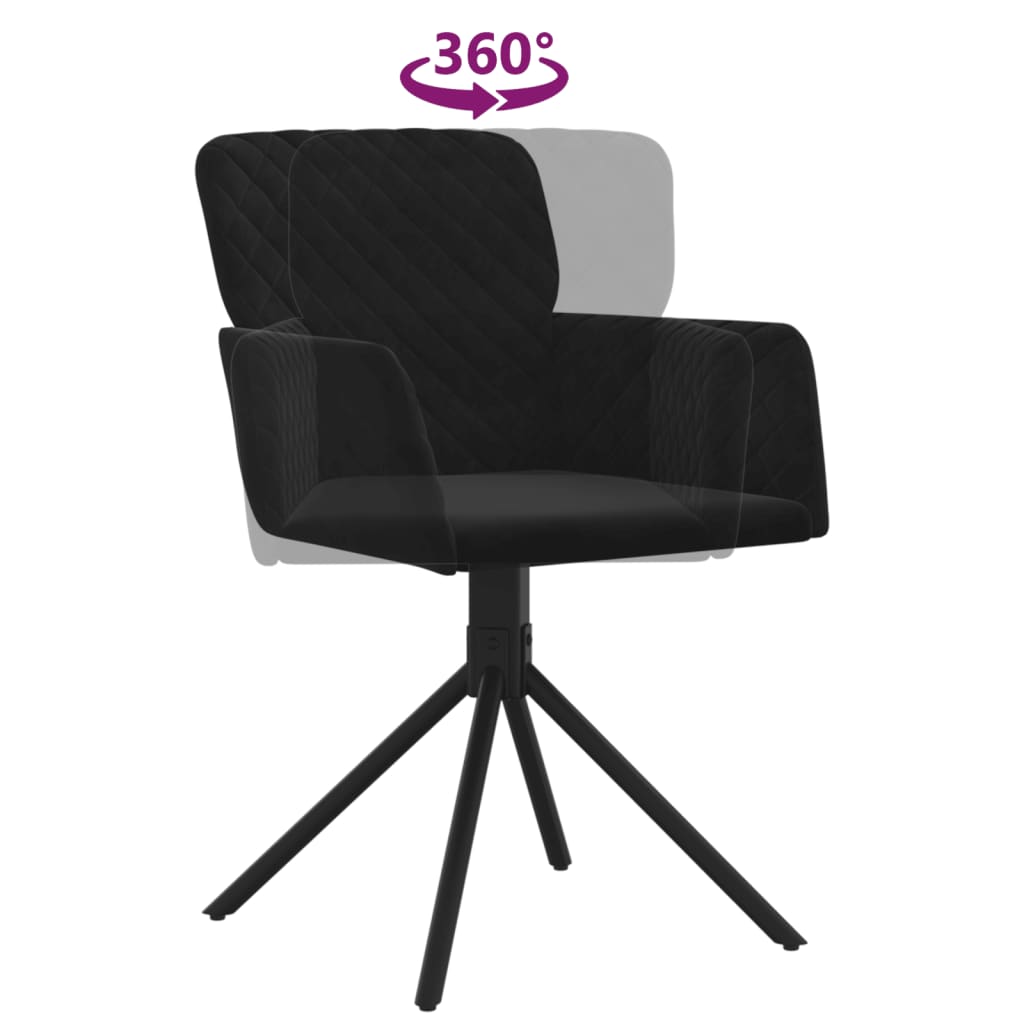 vidaXL Καρέκλες Τραπεζαρίας Περιστρεφόμενες 2 τεμ. Μαύρες Βελούδινες