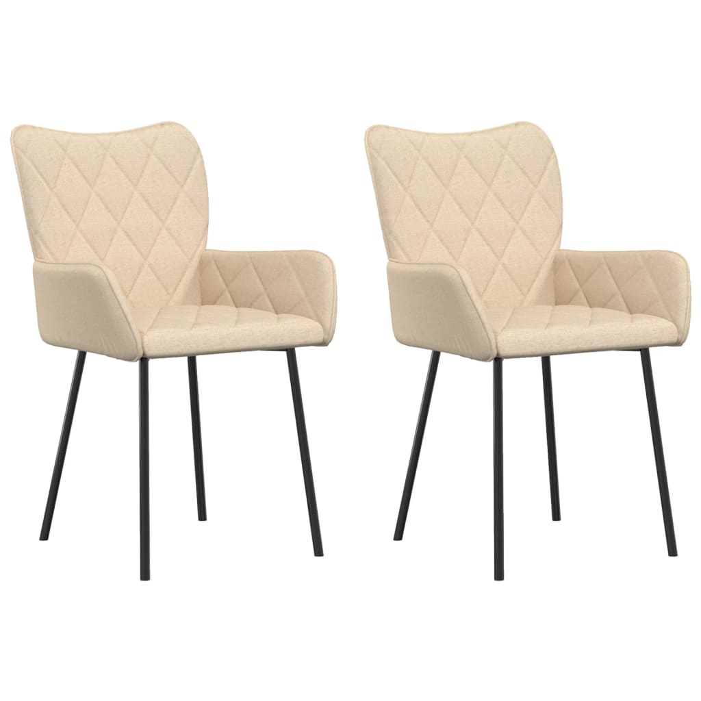 vidaXL Καρέκλες Τραπεζαρίας 2 τεμ. Κρεμ Υφασμάτινες